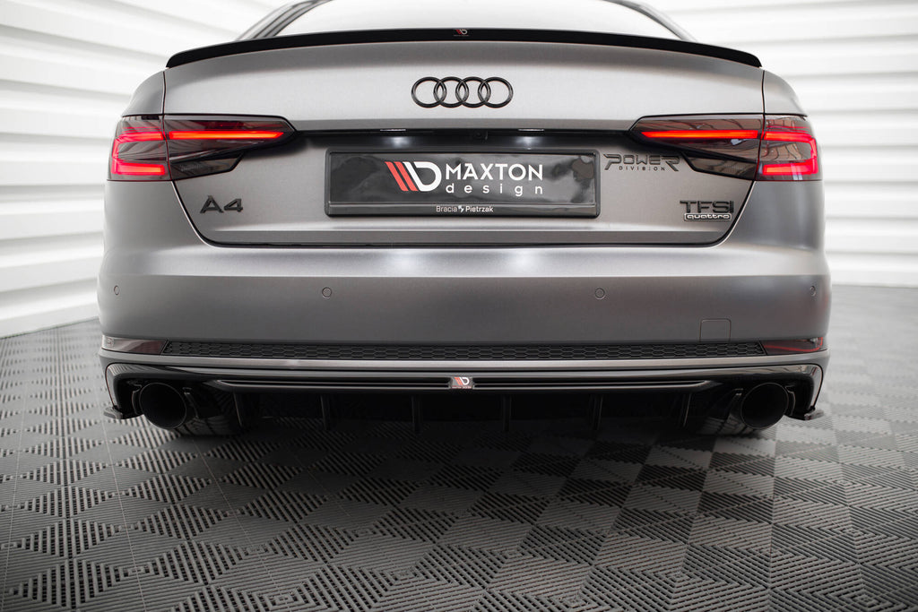 Diffusore Posteriore V.1 Audi A4 B9 S-Line (scarico singolo su entrambi i lati) — vista frontale
