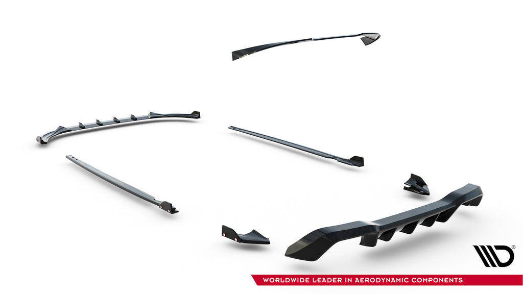 Set di Splitter V.4 Volkswagen Golf R Hatchback Mk8 Facelift — vista angolata