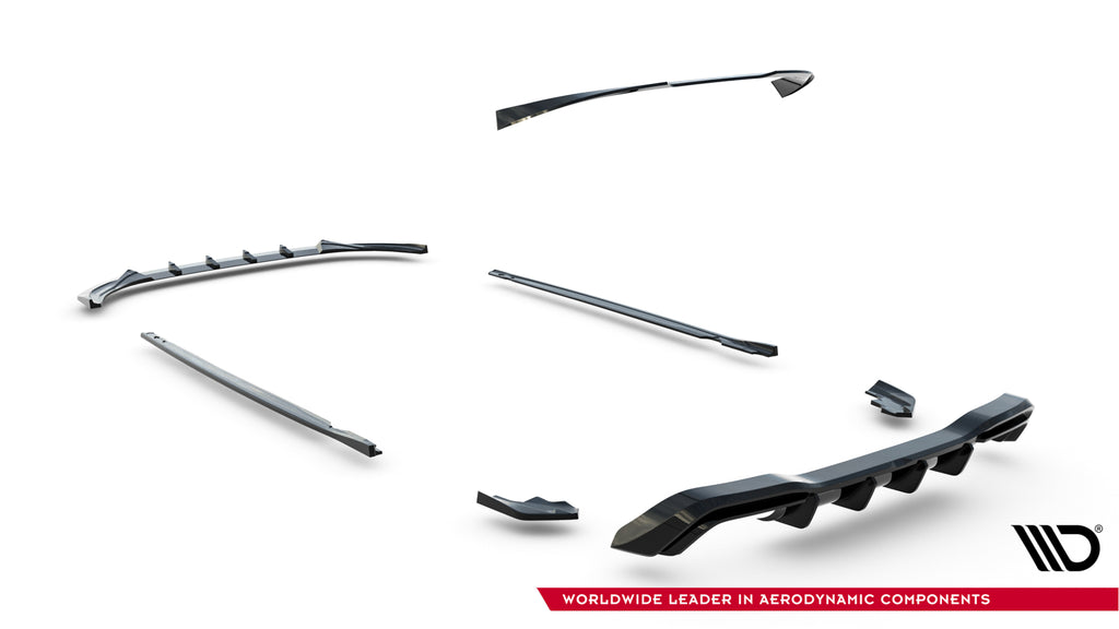 Set di Splitter V.5 Volkswagen Golf R Hatchback Mk8 Facelift — vista frontale