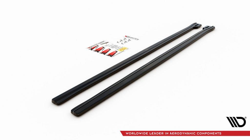 Diffusori sotto minigonne Maxton Design per Abarth 595 Mk1 Facelift montato sulla vettura, ABS nero lucido