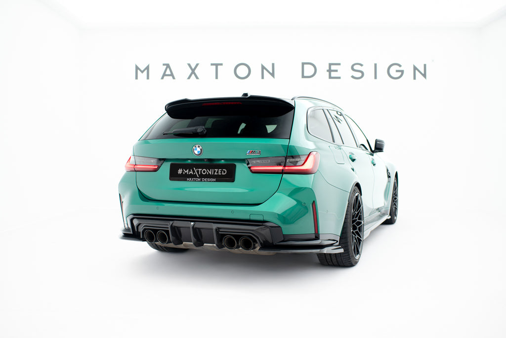 Estensione spoiler Maxton Design per BMW Serie 3 Station Wagon G21 e M3 G81 — ABS nero lucido, vista di dettaglio