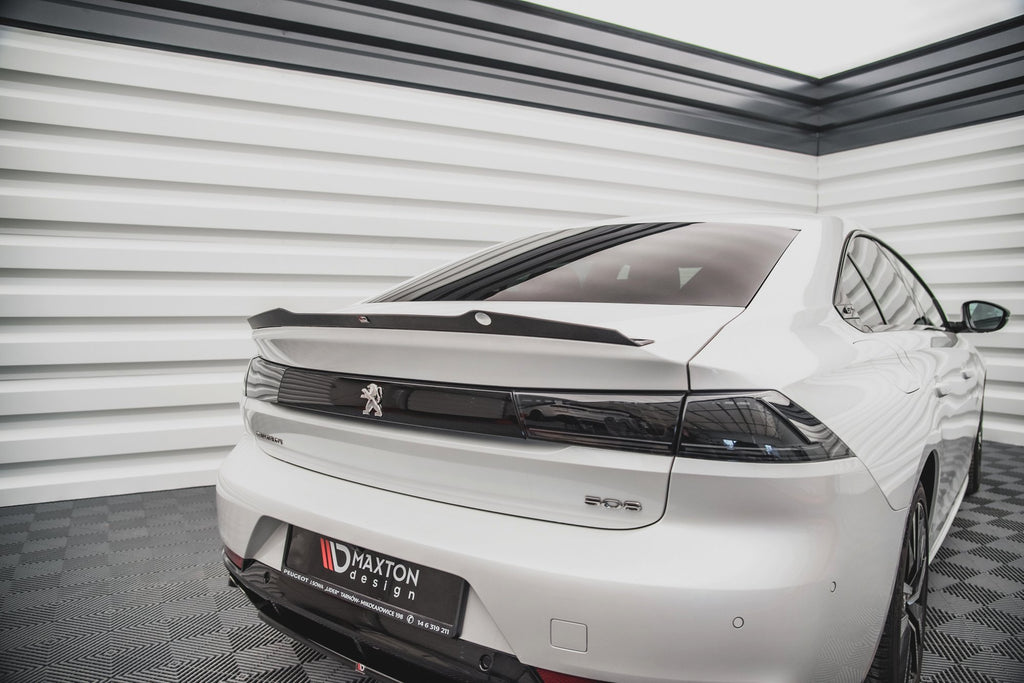 Estensione spoiler Maxton Design per Peugeot 508 Berlina Mk2, ABS nero lucido - vista d'insieme