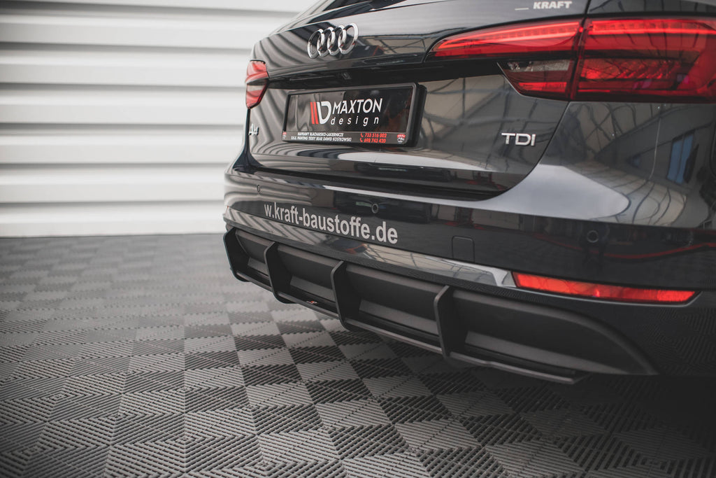 Diffusore posteriore Street Pro Maxton Design per Audi A4 B9, ABS nero opaco - particolare della finitura