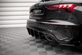Diffusore posteriore Street Pro Maxton Design per Audi RS3 Sportback 8Y — ABS nero opaco da 10 mm, vista di dettaglio