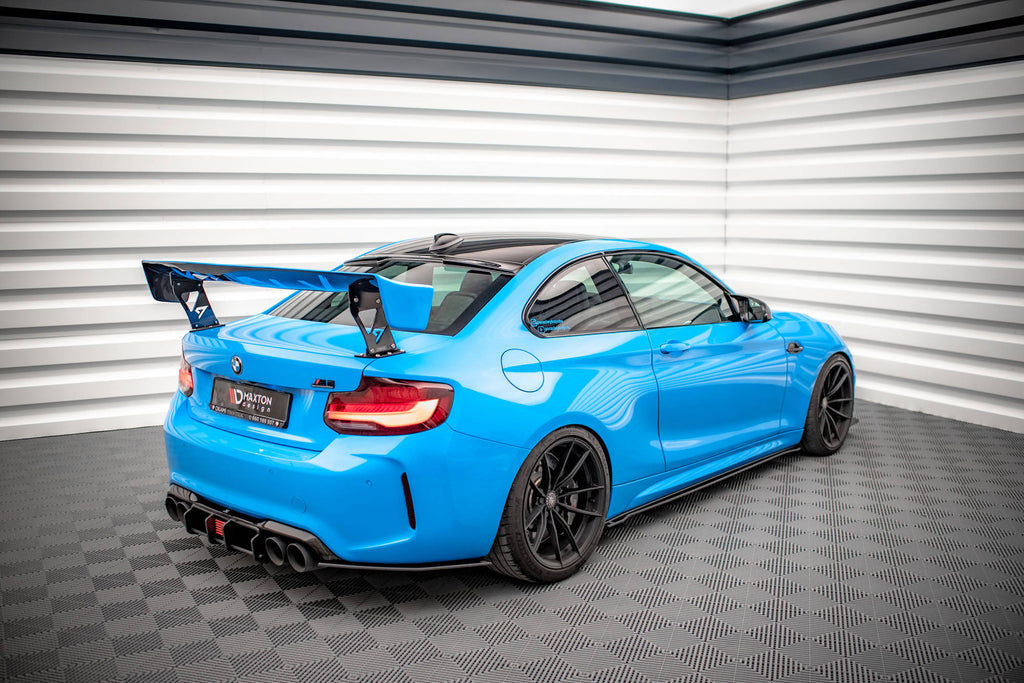 Estensione spoiler lunotto Maxton Design per BMW M2 F87, ABS nero lucido — vista laterale