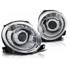 Proiettore Fari anteriori cromati compatibile FIAT 500 07-15