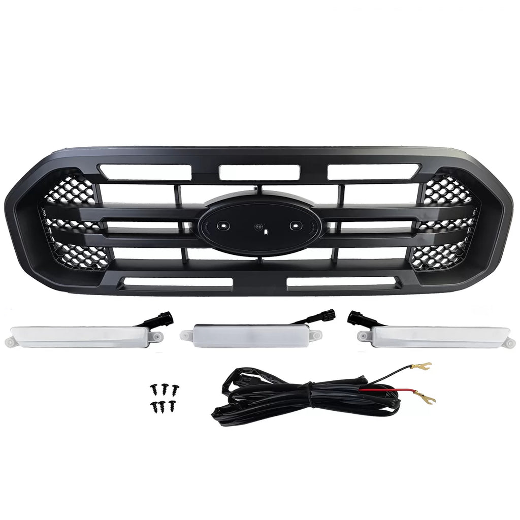 Radiatore griglia nero doppio bar con LED compatibile Ford Ranger T8 19-23 2.0 TDCi
