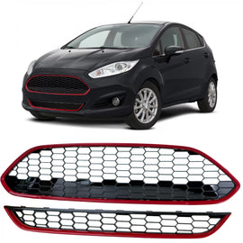 Radiatore griglia set ST nido d’ape design rosso nero lucido per Ford Fiesta 2013-2017
