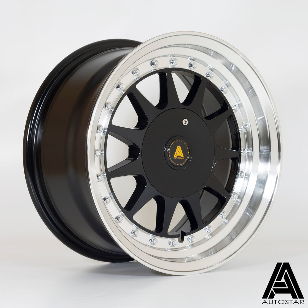 Cerchio in lega Autostar Raider 15x7.5 4x100/4x108 ET20 Gloss Black Polished Lip