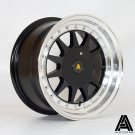 Cerchio in lega Autostar Raider 15x7.5 4x100/4x108 ET20 Gloss Black Polished Lip