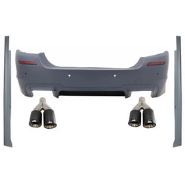 Paraurti posteriore per BMW Serie 5 F10 (2011-2017) con Minigonne e doppio doppio Terminali di scarico Fibra di carbonio