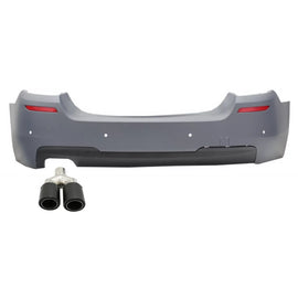 Paraurti posteriore per BMW Serie 5 F10 (2011-2017) M-Technik design con Silenziatore di scarico terminale opaco Fibra