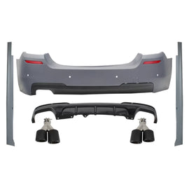 Paraurti posteriore per BMW Serie 5 F10 (2011-2017) Minigonne con diffusore e doppio doppio Terminali di scarico