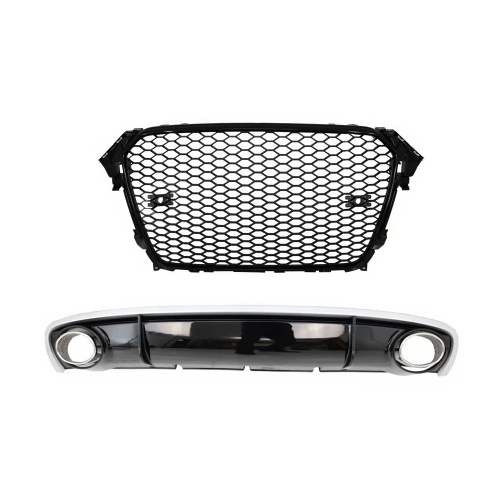Diffusore paraurti posteriore per Audi A4 B8 restyling (2012-2015) con Terminali di scarico e senza logo griglia RS4