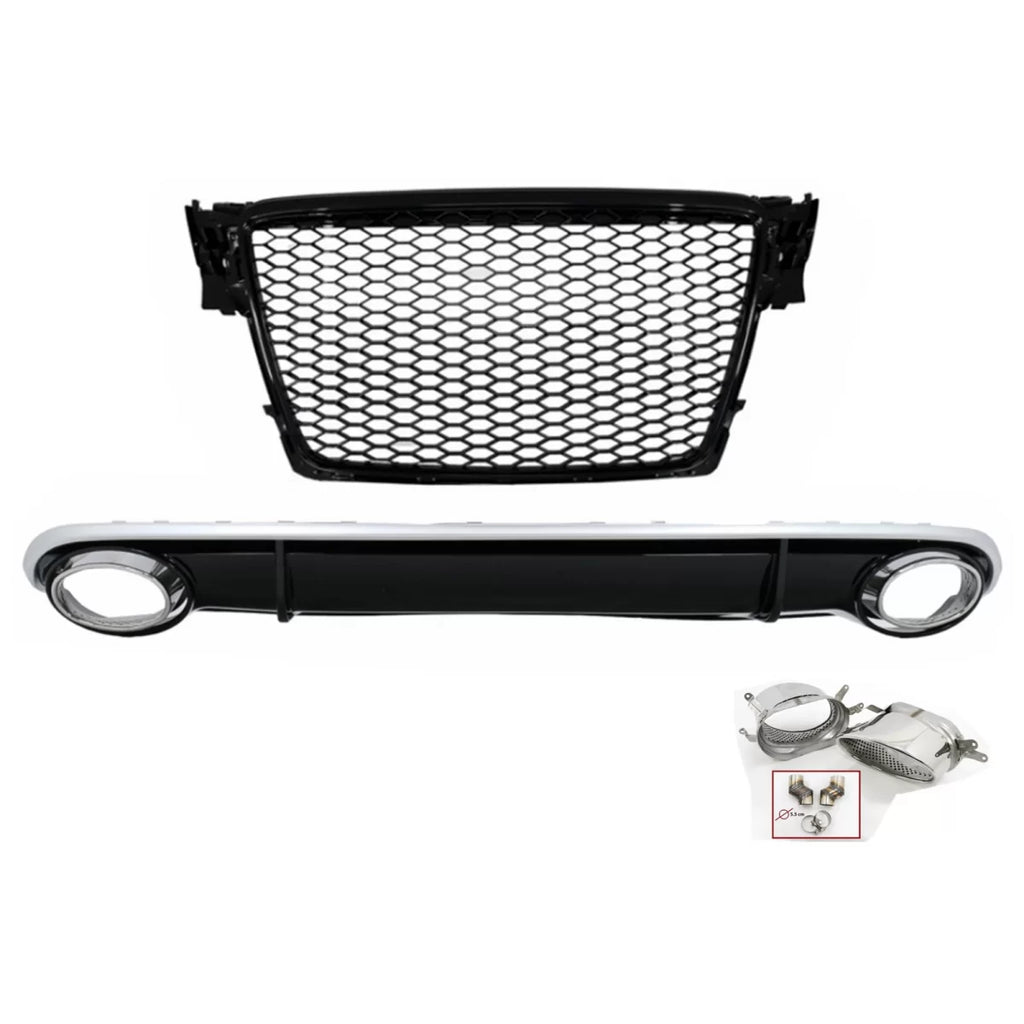 Diffusore paraurti posteriore per Audi A4 B8 berlina Avant pre-restyling (2007-2011) con Terminali di scarico RS4 design