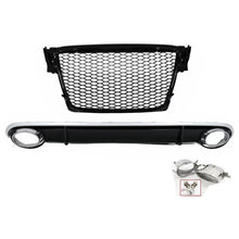 Carica l'immagine nel visualizzatore di Gallery, Diffusore paraurti posteriore per Audi A4 B8 berlina Avant pre-restyling (2007-2011) con Terminali di scarico RS4 design