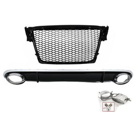 Diffusore paraurti posteriore per Audi A4 B8 berlina Avant pre-restyling (2007-2011) con Terminali di scarico RS4 design