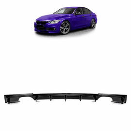 Diffusore paraurti posteriore per BMW 3 F30/F31 11-19 M-confezione Nero lucido con 2 sinistro e destro doppio scarico