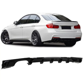 Diffusore paraurti posteriore per BMW 3 F30/F31 11-19 M-confezione Nero lucido con 1 sinistro doppio scarico uscite