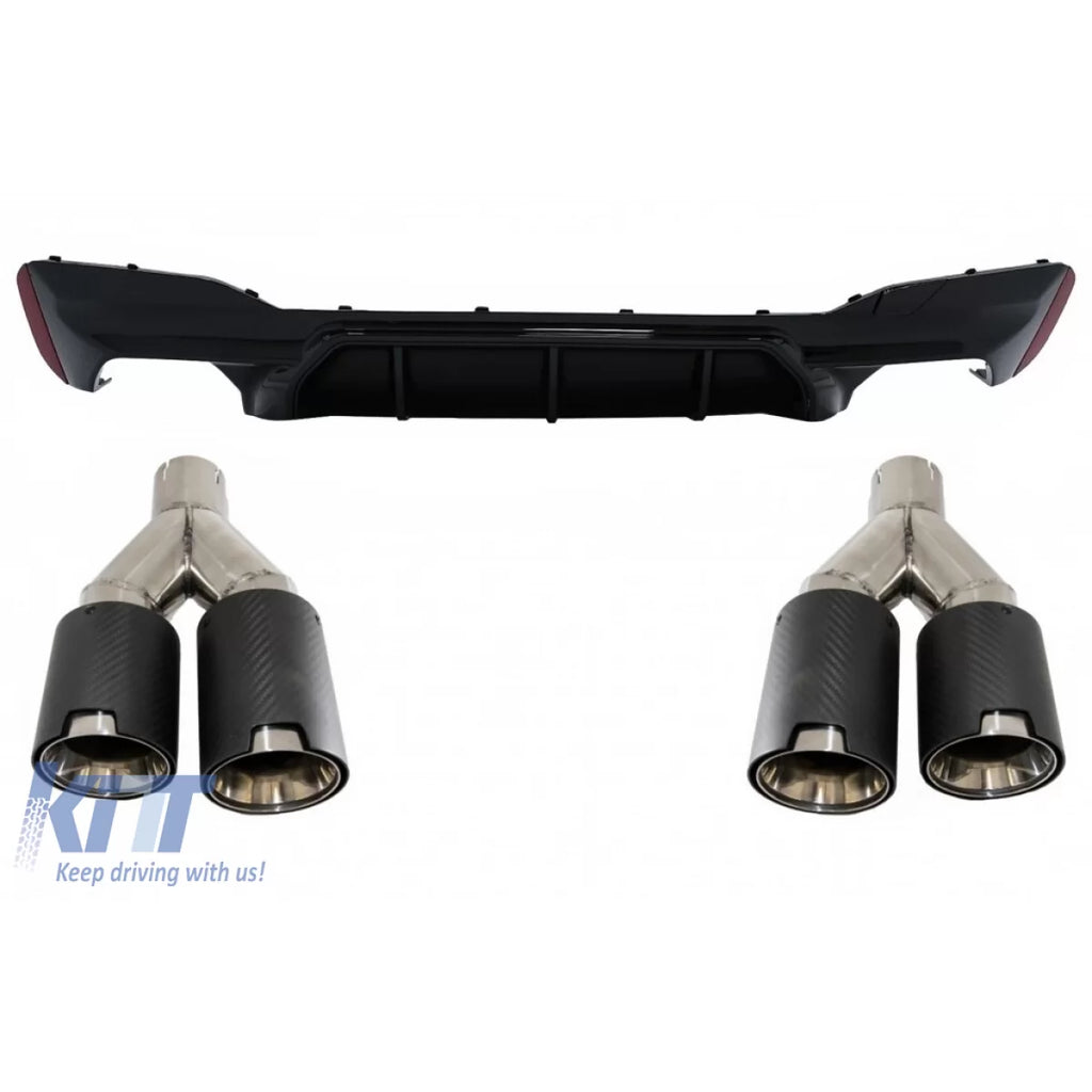 Diffusore paraurti posteriore con carbonio doppio Terminali di scarico 6.8cm/2.67 pollici per BMW Serie 5 G30 G31 (2017