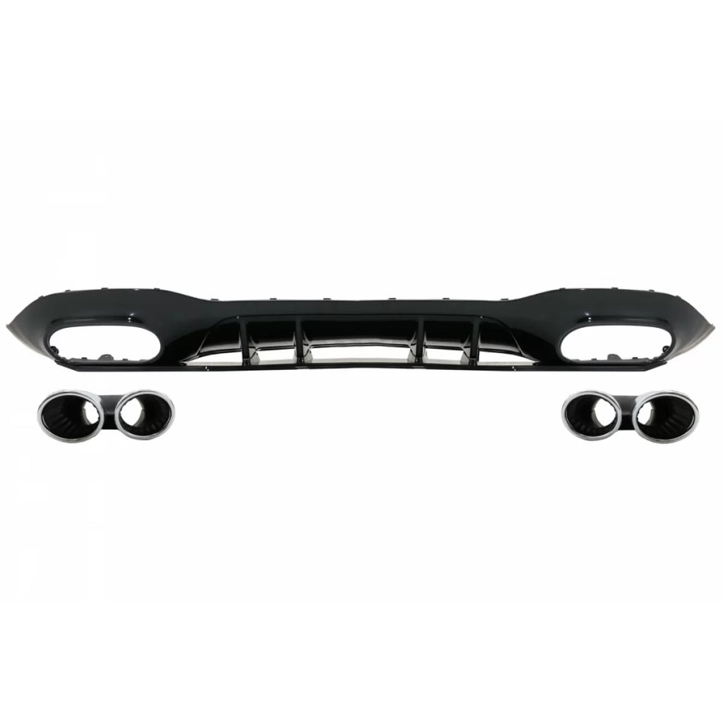 Diffusore paraurti posteriore con cromato scarico e Calotte specchietti per Mercedes Classe A W177 hatchback