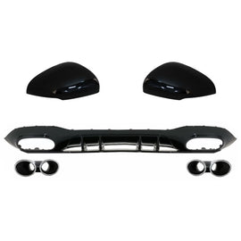 Diffusore paraurti posteriore con cromato scarico e Calotte specchietti per Mercedes Classe A W177 hatchback