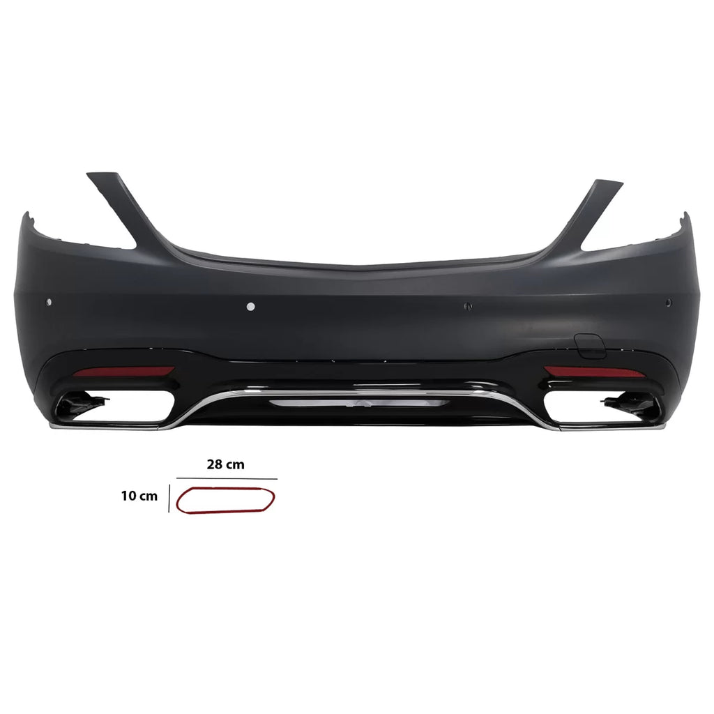 Paraurti posteriore con diffusore e Terminali di scarico cromato per Mercedes Classe S W222 restyling berlina