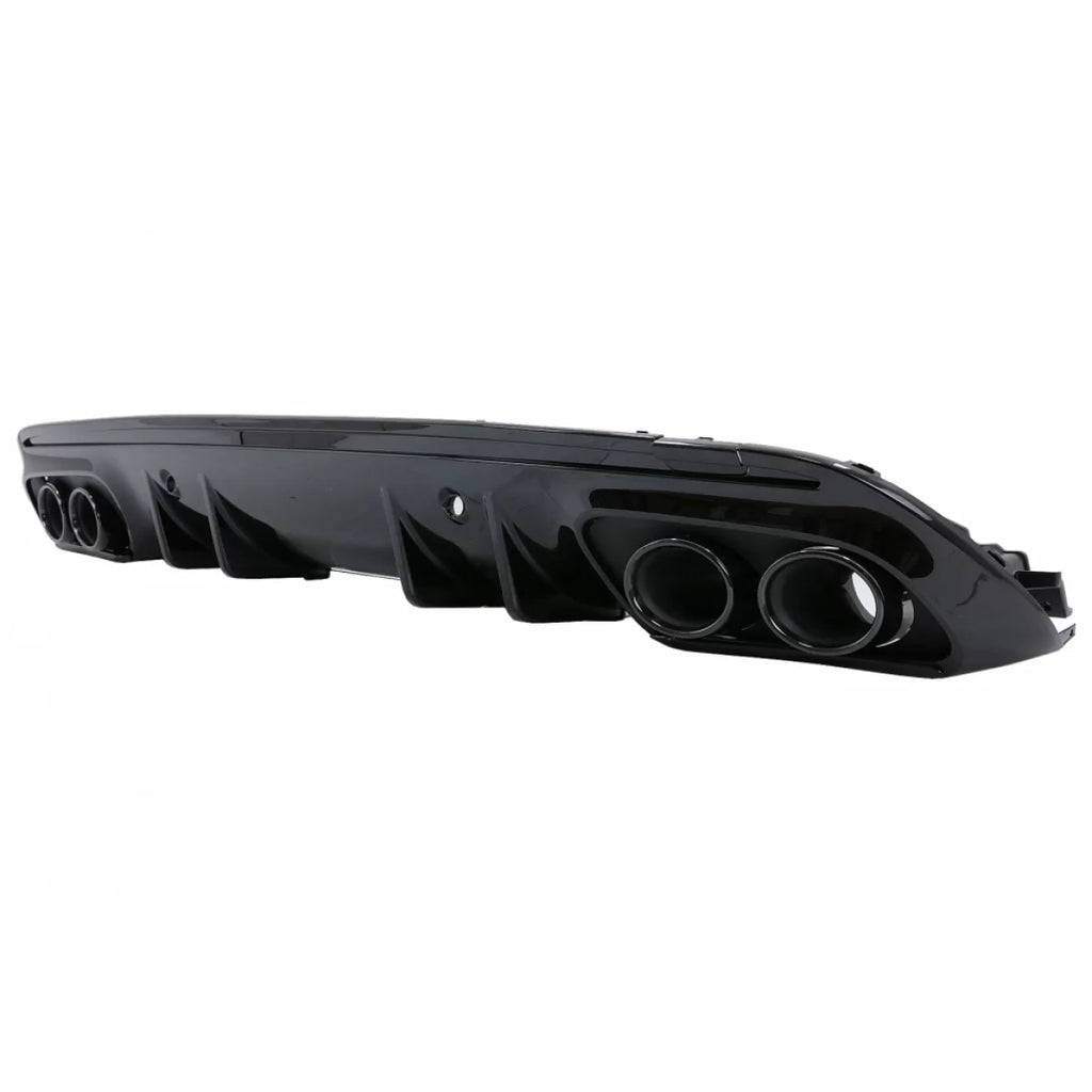 Diffusore paraurti posteriore con Terminali di scarico per Mercedes Classe C W205 (2014-2020) e Spoiler baule Nero