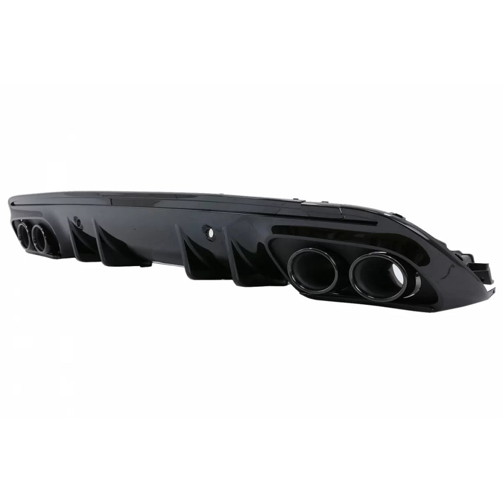 Diffusore paraurti posteriore con Terminali di scarico per Mercedes Classe C W205 (2014-2020) e Spoiler baule Nero
