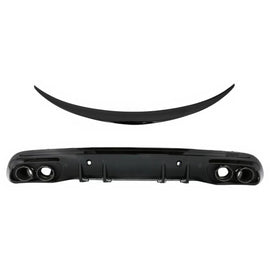 Diffusore paraurti posteriore con Terminali di scarico per Mercedes Classe C W205 (2014-2020) e Spoiler baule Nero