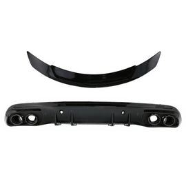 Diffusore paraurti posteriore con Terminali di scarico per Mercedes Classe C W205 (2014-2020) e Spoiler baule Nero