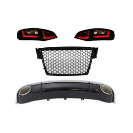 Diffusore paraurti posteriore & Terminali di scarico con Griglia centrale e LED fanali posteriori per AUDI A4 B8 Avant