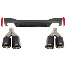 Carica l'immagine nel visualizzatore di Gallery, Diffusore paraurti posteriore Nero opaco con carbonio doppio Terminali di scarico per BMW Serie 5 G30 G31 2017