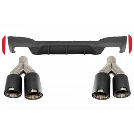 Diffusore paraurti posteriore Nero opaco con carbonio doppio Terminali di scarico per BMW Serie 5 G30 G31 2017