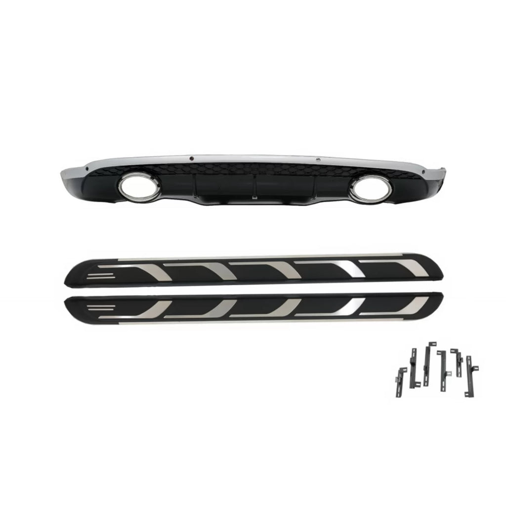 Diffusore paraurti posteriore con Pedane laterali per AUDI Q5 8R (11.2008-2016) S-Line design nero con cromato