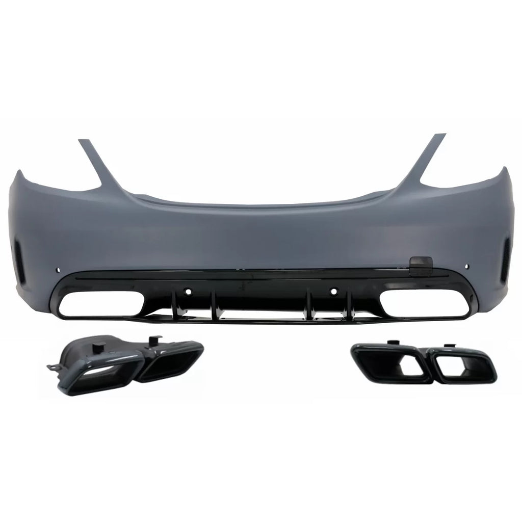 Paraurti posteriore con Terminali di scarico nero per Mercedes Classe C W205 berlina (2014-2020) C63 design