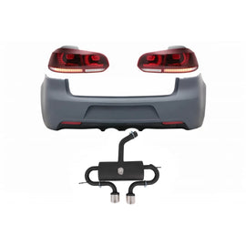 Paraurti posteriore con Sistema di scarico e fanali posteriori Full LED per VW Golf VI (2008-2013) R20 design rosso