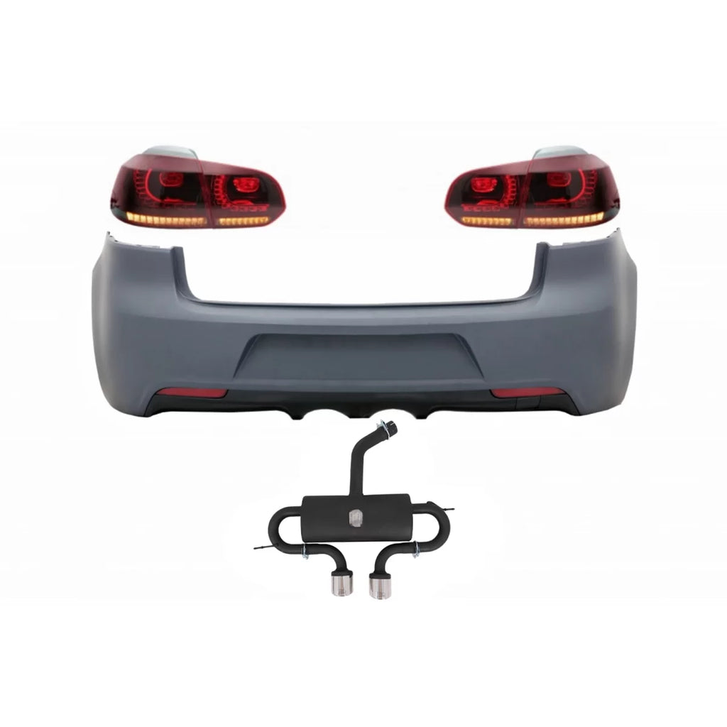 Paraurti posteriore con Sistema di scarico e fanali posteriori Full LED per VW Golf 6 VI (2008-2013) R20 design rosso