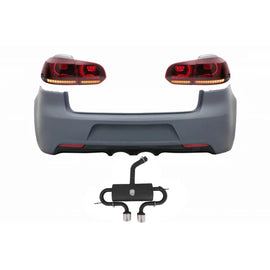 Paraurti posteriore con Sistema di scarico e fanali posteriori Full LED per VW Golf 6 VI (2008-2013) R20 design rosso
