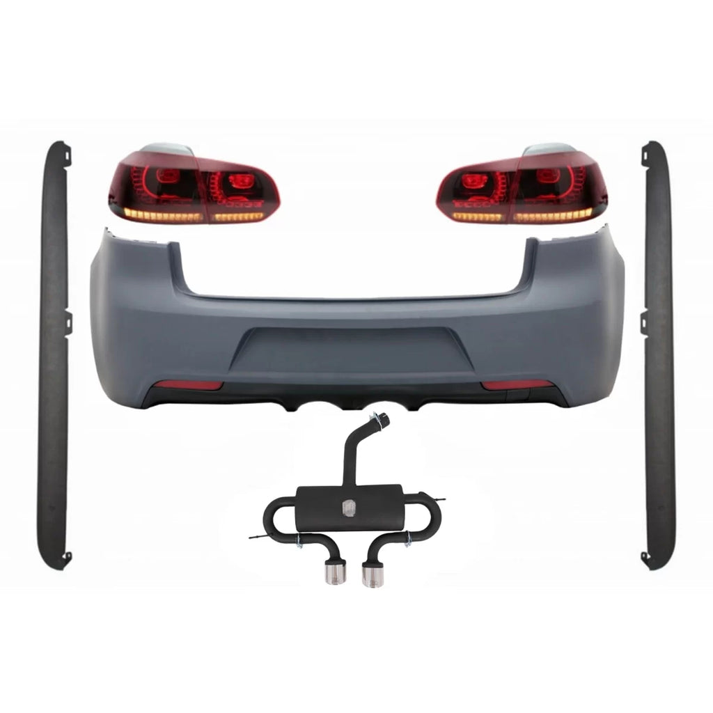 Paraurti posteriore con Sistema di scarico per VW Golf 6 VI (2008-2013) R20 design Minigonne e fanali posteriori Full