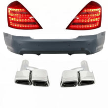 Paraurti posteriore per MERCEDES Classe S W221 (2005-2010) con Terminali di scarico e LED fanali posteriori