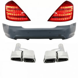Paraurti posteriore per MERCEDES Classe S W221 (2005-2010) con Terminali di scarico e LED fanali posteriori
