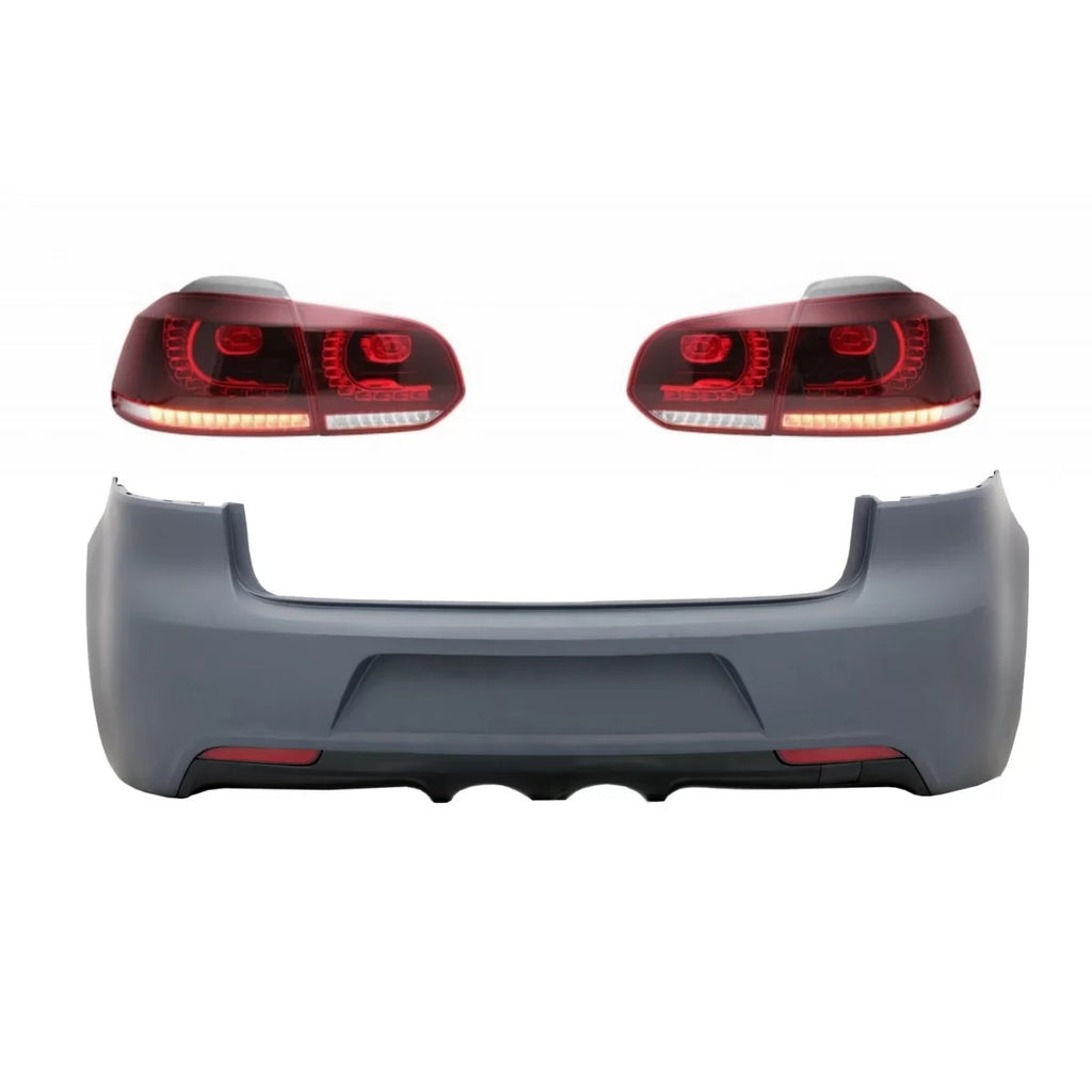 Paraurti posteriore con fanali posteriori Full LED per VW Golf VI (2008-2013) R20 design rosso ciliegia rosso (LHD
