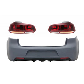 Paraurti posteriore con fanali posteriori Full LED per VW Golf VI (2008-2013) R20 design rosso ciliegia rosso (LHD