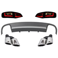 Carica l'immagine nel visualizzatore di Gallery, Diffusore paraurti posteriore e Terminali di scarico con LED fanali posteriori dinamico nero/fumé per AUDI A4 B8 8K