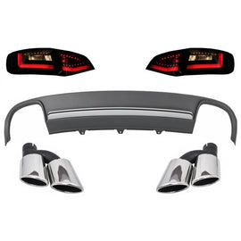 Diffusore paraurti posteriore e Terminali di scarico con LED fanali posteriori dinamico nero/fumé per AUDI A4 B8 8K