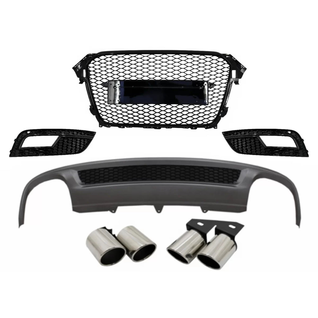 Diffusore paraurti posteriore e Terminali di scarico per Audi A4 B8 restyling berlina Avant (2012-2015) con senza logo
