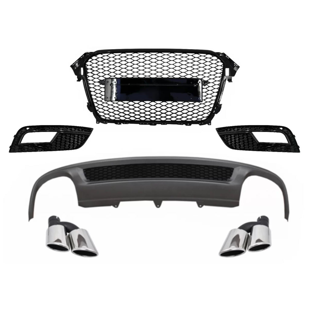 Diffusore paraurti posteriore e Terminali di scarico per AUDI A4 B8 restyling berlina/Avant (2012-2015) con senza logo