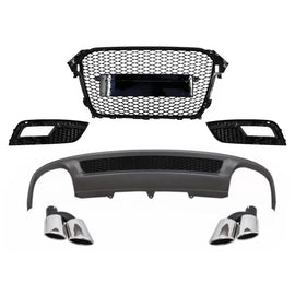 Diffusore paraurti posteriore e Terminali di scarico per AUDI A4 B8 restyling berlina/Avant (2012-2015) con senza logo