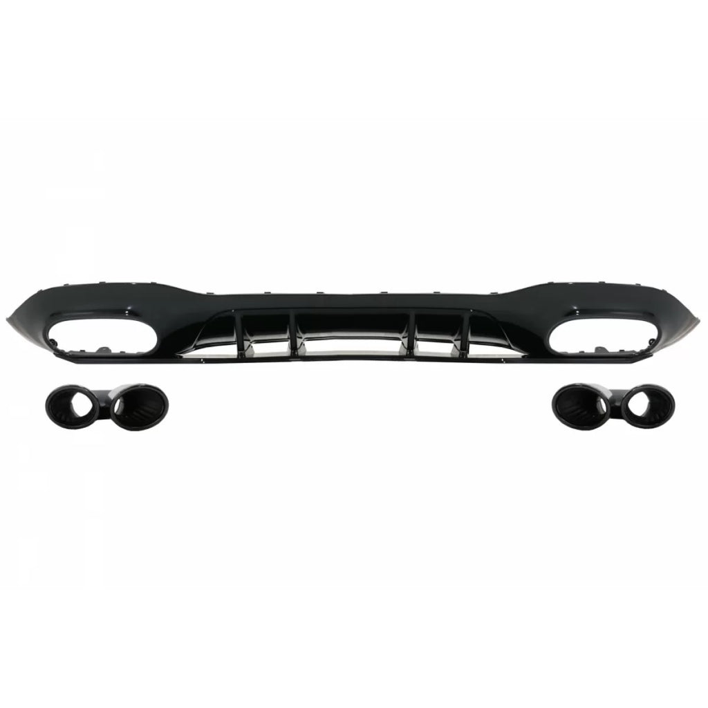 Diffusore paraurti posteriore con nero Terminali di scarico e Calotta specchietto per Mercedes Classe A V177 hatchback